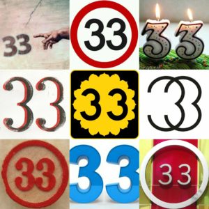 a grid of several images each showing the number 33