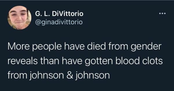 a tweet screencap about the safety of the J&J vaccine