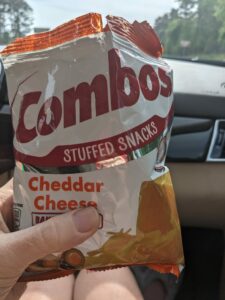 an open bag of Combos brand snacks