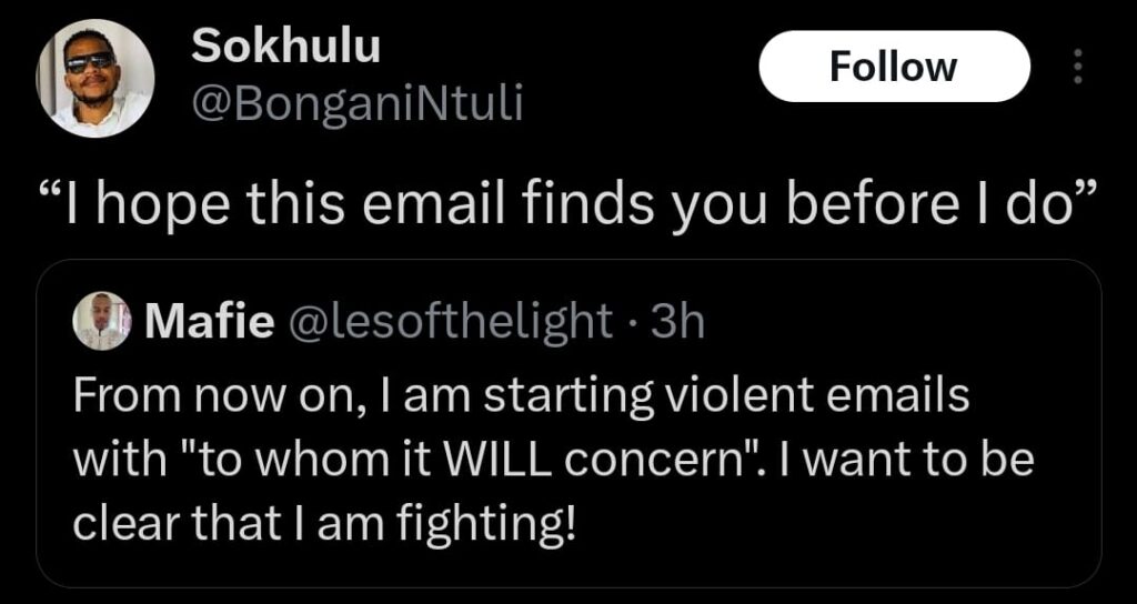 a tweet that says "I hope this email finds you before I de"