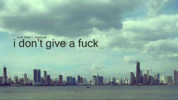 a mem that is a skyline that says: i don't give a fuck