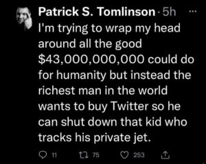 a meme about how several people think that paying 45 billion for Twitter is not a good