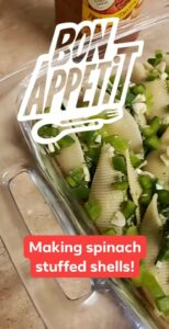 a casserole dish had pasta and diced green peppers in it