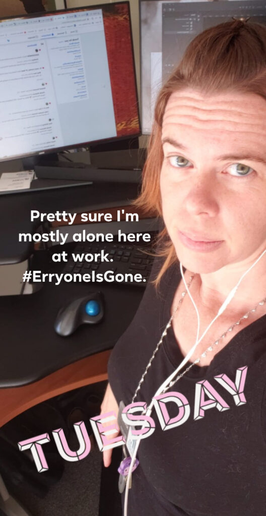 selfie of a person at an office desk